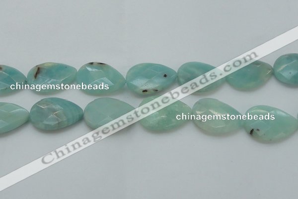 CAM365 15.5 inches 22*30mm faceted flat teardrop amazonite beads