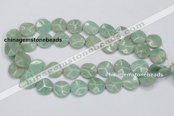 CAM412 15.5 inches 20mm wavy coin natural russian amazonite beads