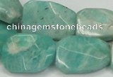 CAM413 18*25mm faceted & twisted rectangle natural russian amazonite beads