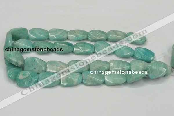 CAM413 18*25mm faceted & twisted rectangle natural russian amazonite beads