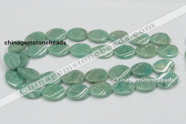 CAM414 15.5 inches 18*25mm twisted oval natural russian amazonite beads