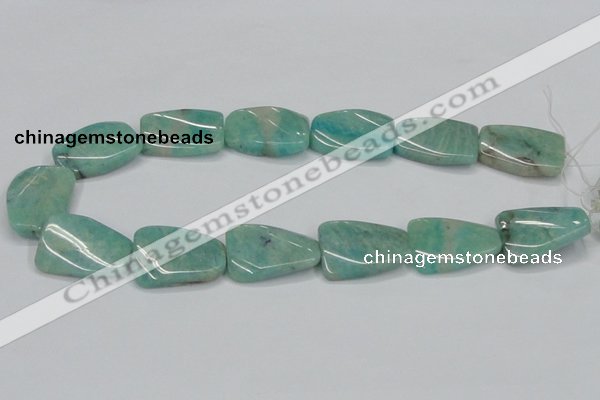 CAM415 22*30mm twisted rectangle natural russian amazonite beads