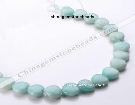 CAM56 16*16mm natural amazonite heart gemstone beads Wholesale