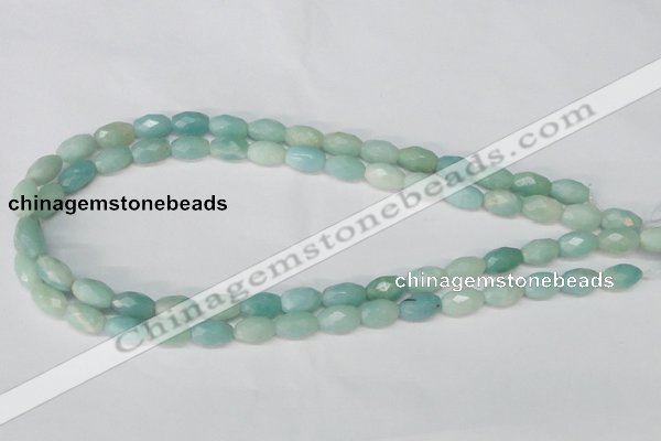 CAM604 15.5 inches 8*12mm faceted rice Chinese amazonite gemstone beads