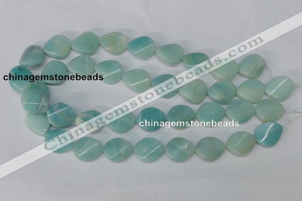 CAM607 15.5 inches 18*22mm twisted oval Chinese amazonite beads