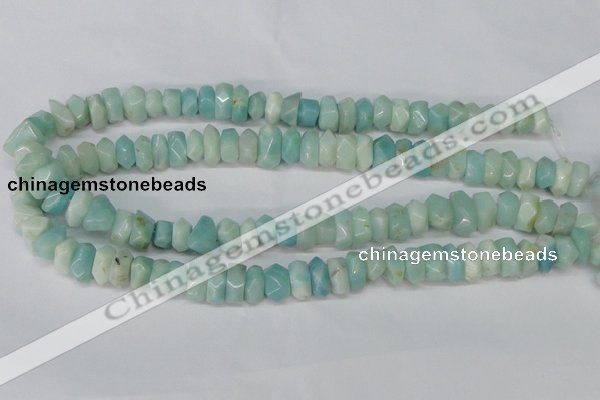 CAM611 15.5 inches 6*14mm faceted nugget Chinese amazonite beads