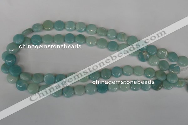 CAM619 15.5 inches 12mm flat round Chinese amazonite gemstone beads