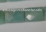 CAM633 15.5 inches 10*14mm faceted rectangle Chinese amazonite beads