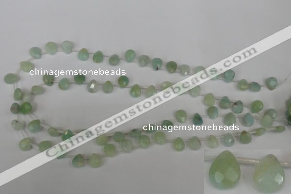 CAM634 Top-drilled 8*10mm faceted flat teardrop Chinese amazonite beads