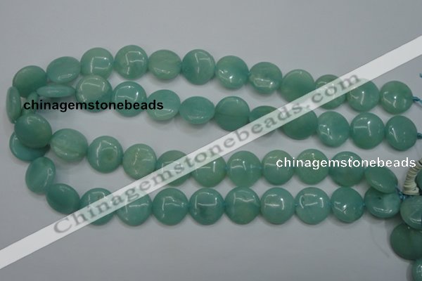 CAM917 15.5 inches 16mm flat round amazonite gemstone beads wholesale