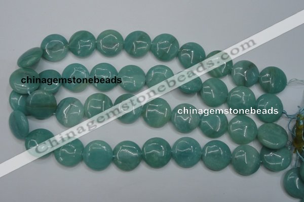 CAM919 15.5 inches 20mm flat round amazonite gemstone beads wholesale