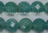 CAM942 15.5 inches 14mm faceted coin amazonite gemstone beads