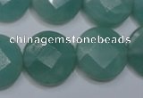 CAM945 15.5 inches 20mm faceted coin amazonite gemstone beads