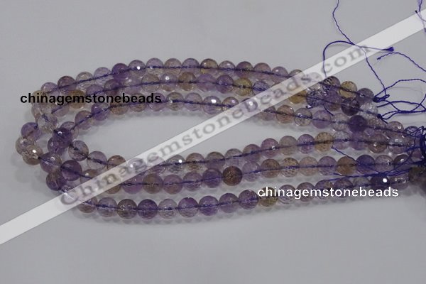 CAN09 15.5 inches 8mm faceted round natural ametrine gemstone beads