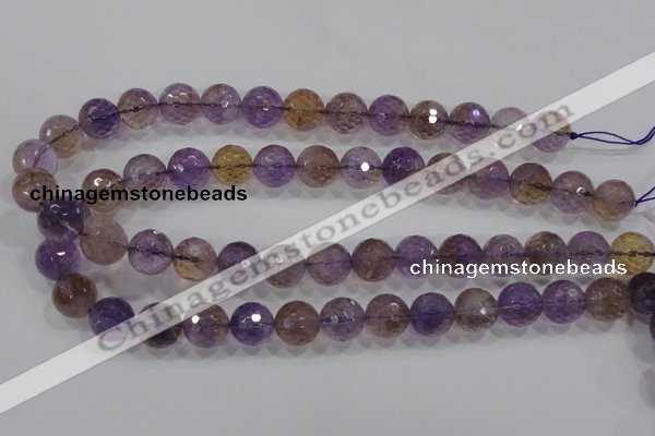 CAN11 15.5 inches 12mm faceted round natural ametrine gemstone beads