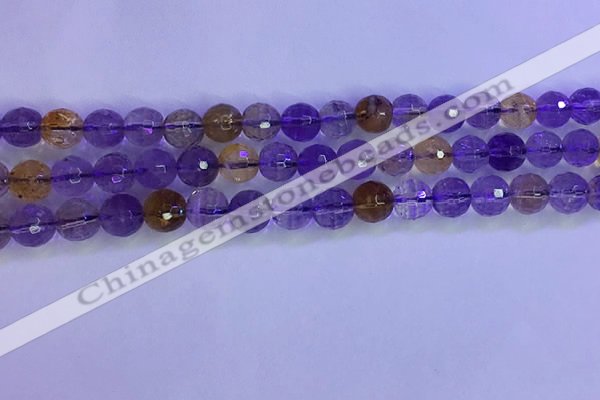 CAN225 15.5 inches 7mm faceted round ametrine beads wholesale