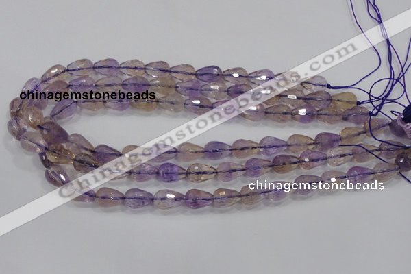 CAN23 15.5 inches 10*14mm faceted teardrop natural ametrine beads