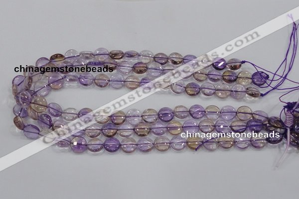 CAN41 15.5 inches 12mm flat round natural ametrine gemstone beads