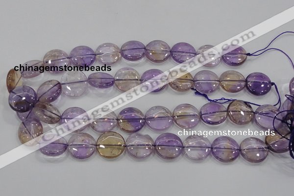 CAN43 15.5 inches 16mm flat round natural ametrine gemstone beads