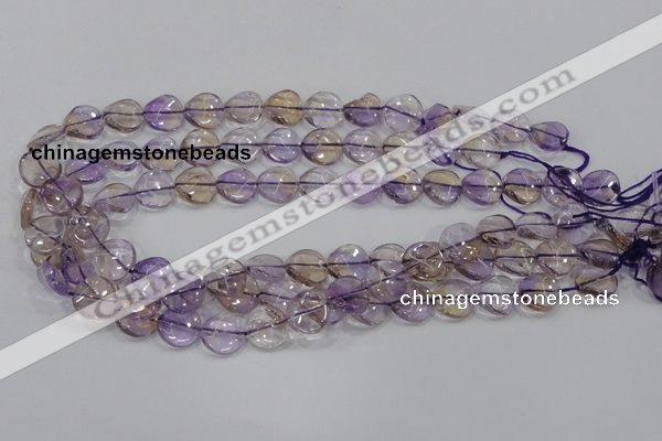 CAN52 15.5 inches 14mm twisted coin natural ametrine gemstone beads