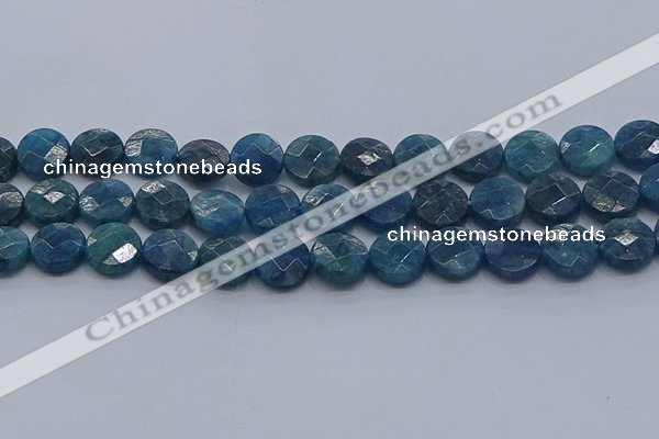 CAP389 15.5 inches 12mm faceted coin apatite gemstone beads