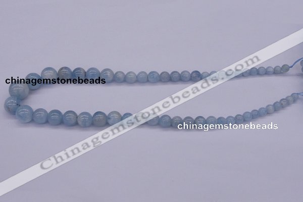 CAQ128 15.5 inches multi-size round natural aquamarine beads wholesale