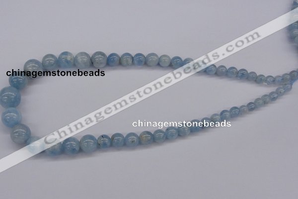 CAQ130 15.5 inches multi-size round natural aquamarine beads