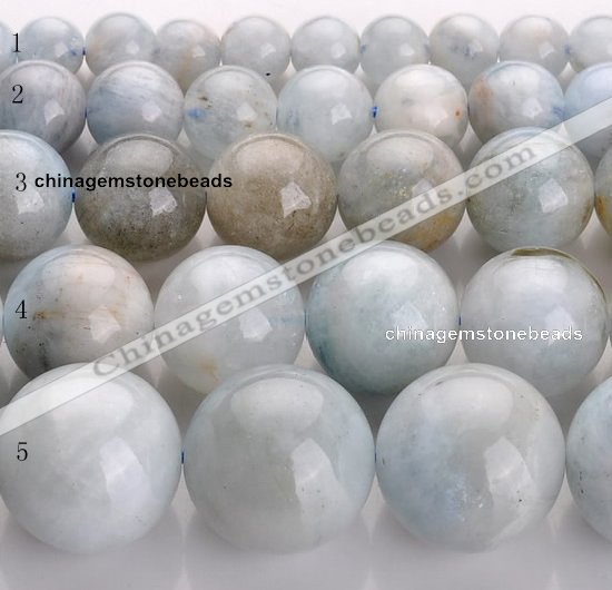 CAQ14 Multi sizes round natural aquamarine gemstone beads wholesale