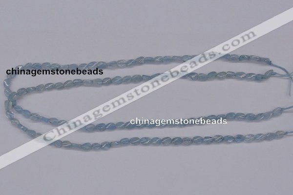 CAQ147 15.5 inches 5*7mm twisted oval natural aquamarine beads