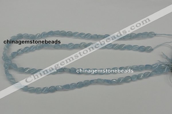 CAQ148 15.5 inches 6*8mm twisted oval natural aquamarine beads