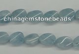 CAQ149 15.5 inches 8*12mm twisted oval natural aquamarine beads