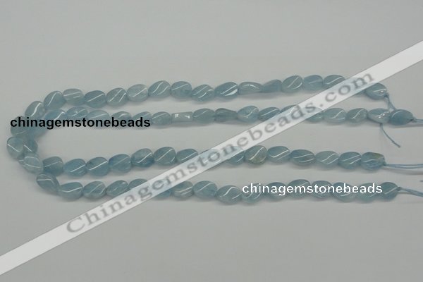 CAQ149 15.5 inches 8*12mm twisted oval natural aquamarine beads