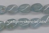 CAQ150 15.5 inches 10*12mm twisted oval natural aquamarine beads