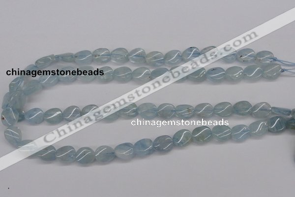 CAQ150 15.5 inches 10*12mm twisted oval natural aquamarine beads