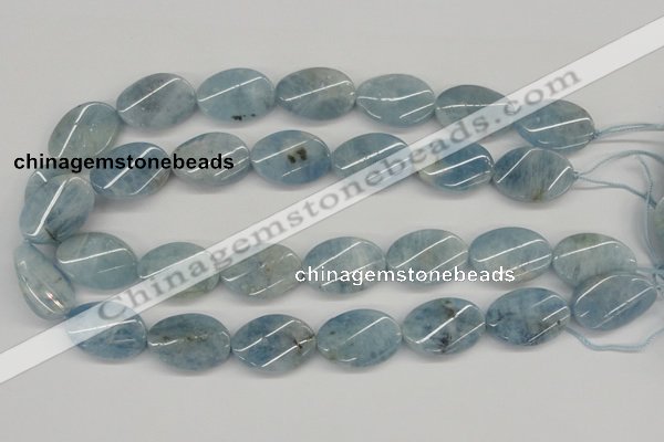 CAQ151 15.5 inches 18*25mm twisted oval natural aquamarine beads