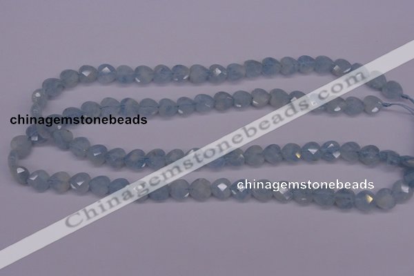 CAQ155 15.5 inches 10*10mm faceted heart natural aquamarine beads