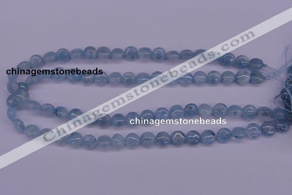 CAQ157 15.5 inches 10mm flat round natural aquamarine beads