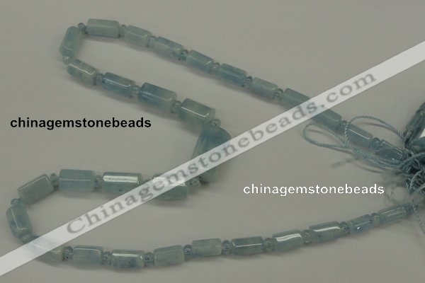 CAQ160 15.5 inches rondelle & faceted column natural aquamarine beads