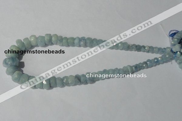 CAQ208 15.5 inches multi-size faceted rondelle natural aquamarine beads