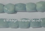 CAQ209 15.5 inches 10*14mm faceted nugget natural aquamarine beads