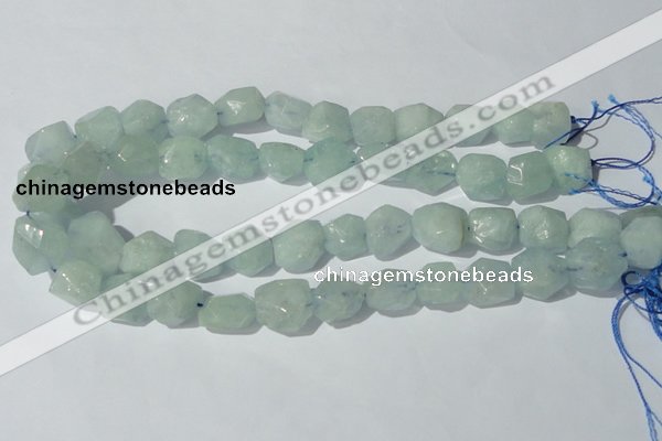 CAQ210 15.5 inches 14*16mm faceted nugget natural aquamarine beads