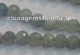 CAQ222 15 inches 6mm faceted round aquamarine beads wholesale