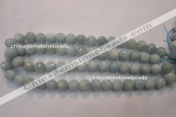 CAQ225 15 inches 12mm faceted round aquamarine beads wholesale