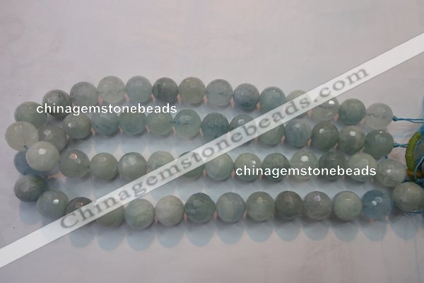 CAQ226 15 inches 14mm faceted round aquamarine beads wholesale