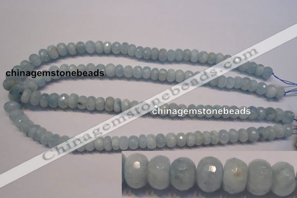 CAQ307 15.5 inches 6*10mm faceted rondelle natural aquamarine beads