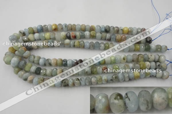 CAQ352 15.5 inches 6*10mm faceted rondelle natural aquamarine beads