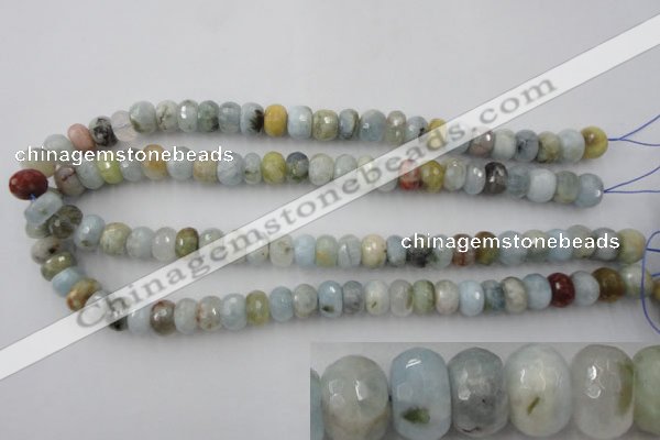 CAQ353 15.5 inches 8*12mm faceted rondelle natural aquamarine beads