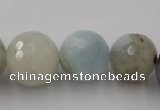 CAQ360 15.5 inches 7mm - 18mm faceted round natural aquamarine beads