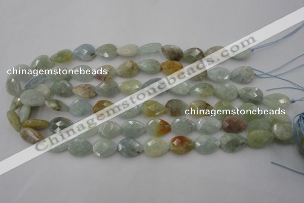 CAQ378 15.5 inches 13*18mm faceted flat teardrop natural aquamarine beads