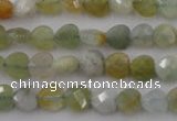 CAQ390 15.5 inches 8*8mm faceted heart natural aquamarine beads